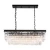 32 in. Modern Black 6-Light Crystal Chandelier Rectangle 2-Tier Pendant Light Fixtures for Dining Room by SILJOY