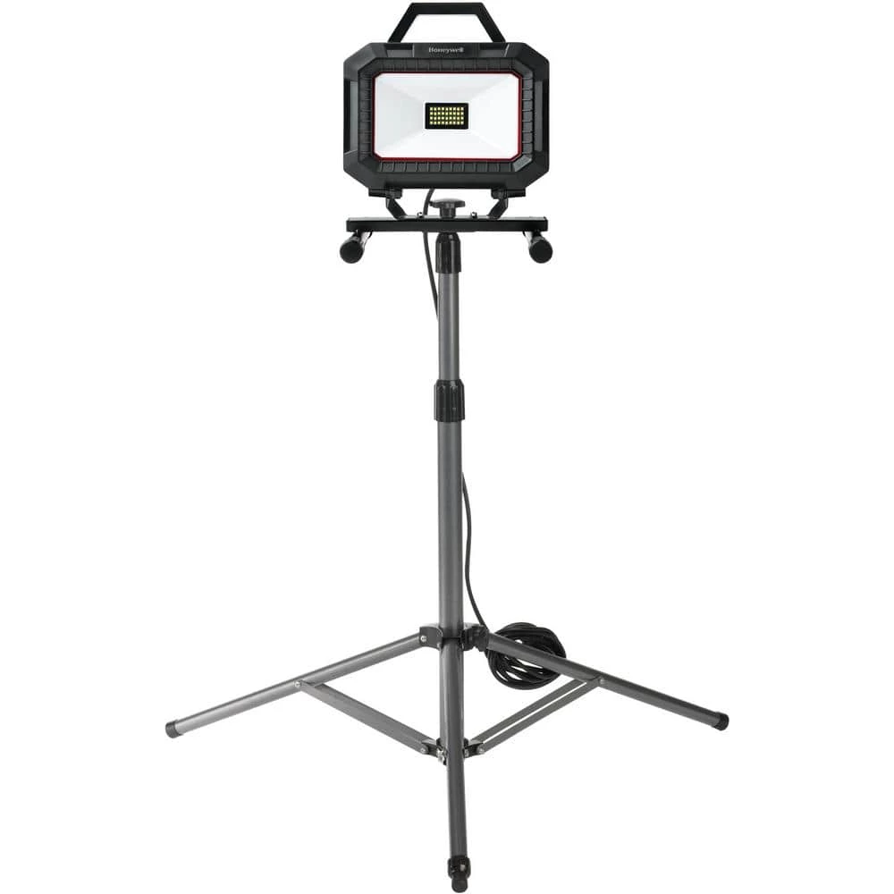 Black and Red Integrated LED Portable Work Light with TriPod by Honeywell