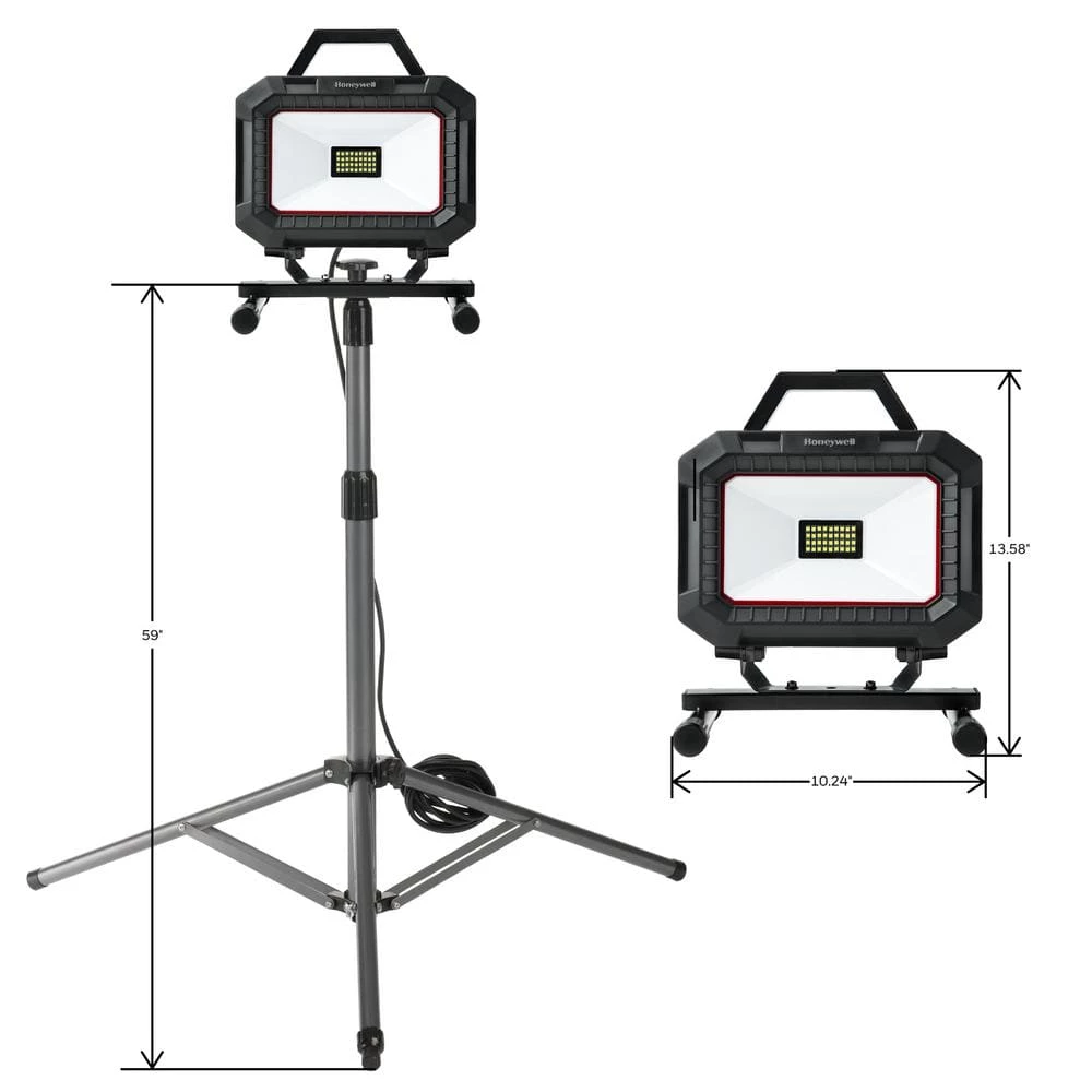 Black and Red Integrated LED Portable Work Light with TriPod by Honeywell - Image 2