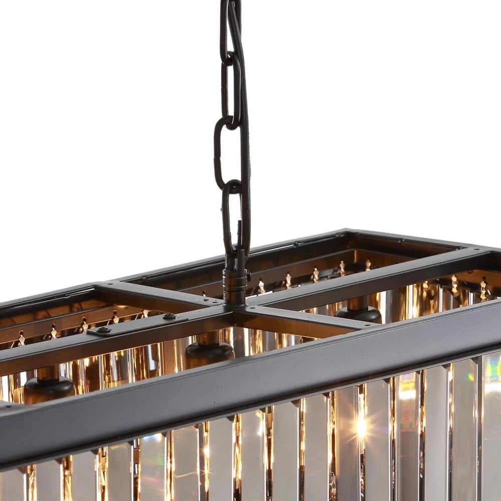 32 in.5-Light Smoke Crystal Chandelier Mid-century Contemporary Living Room Black Pendant Light Fixtures by SILJOY - Image 7