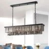 47 in. 8-Light Black and Smoke Crystal Chandelier Modern Dining Room Pendant Lighting by SILJOY