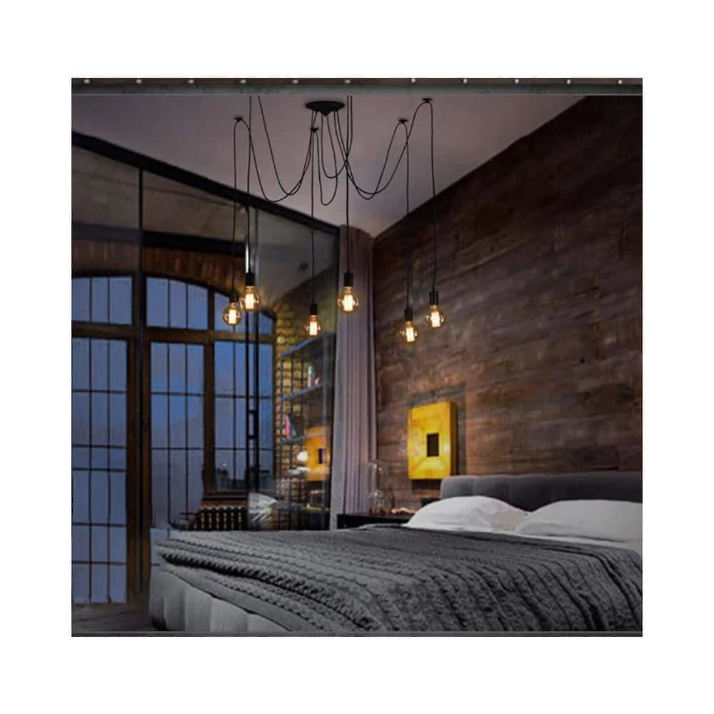 6-Light Black Chandelier Modern/Contemporary Cluster Pendant Light by SILJOY - Image 8