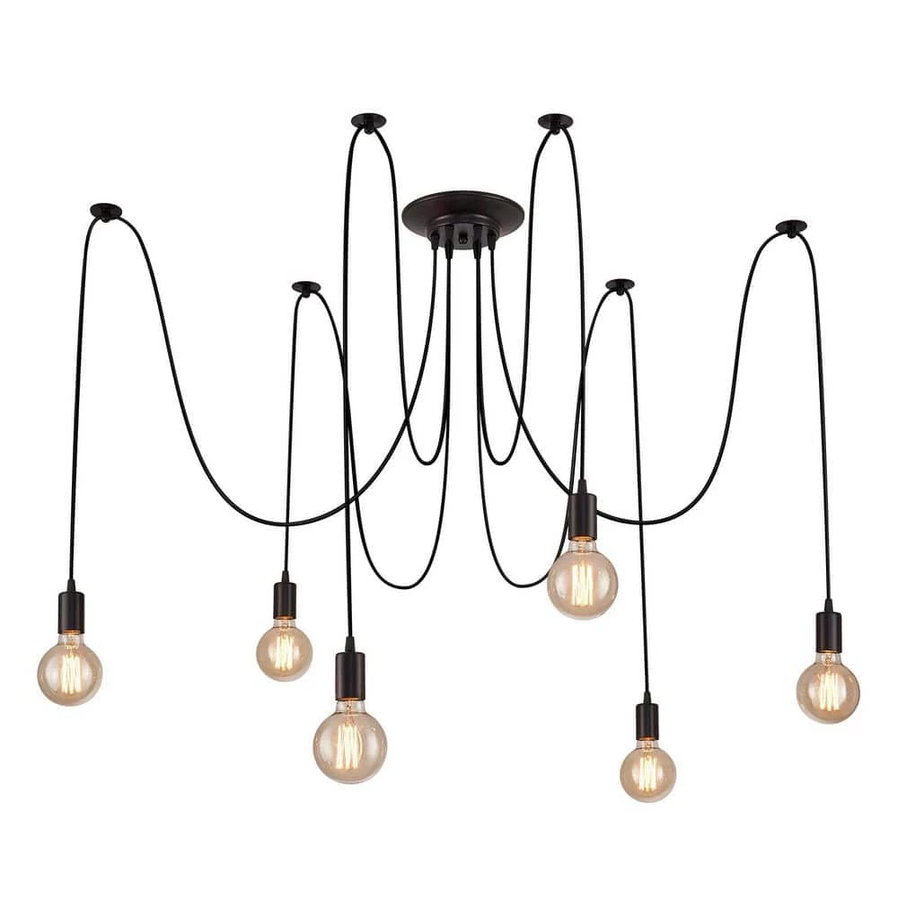 6-Light Black Chandelier Modern/Contemporary Cluster Pendant Light by SILJOY
