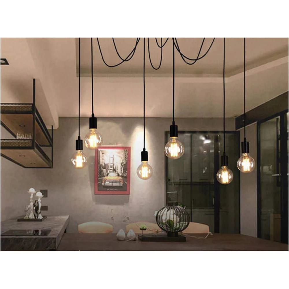 6-Light Black Chandelier Modern/Contemporary Cluster Pendant Light by SILJOY - Image 3