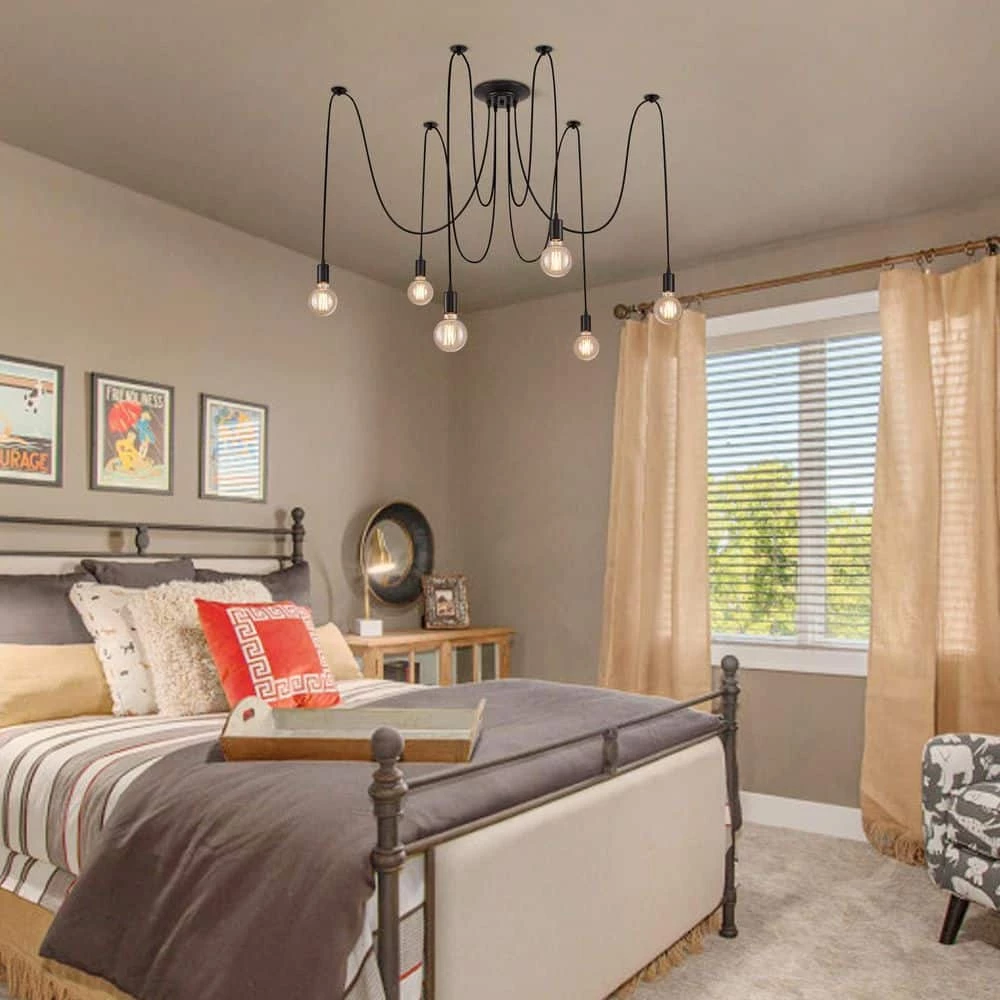 6-Light Black Chandelier Modern/Contemporary Cluster Pendant Light by SILJOY - Image 2