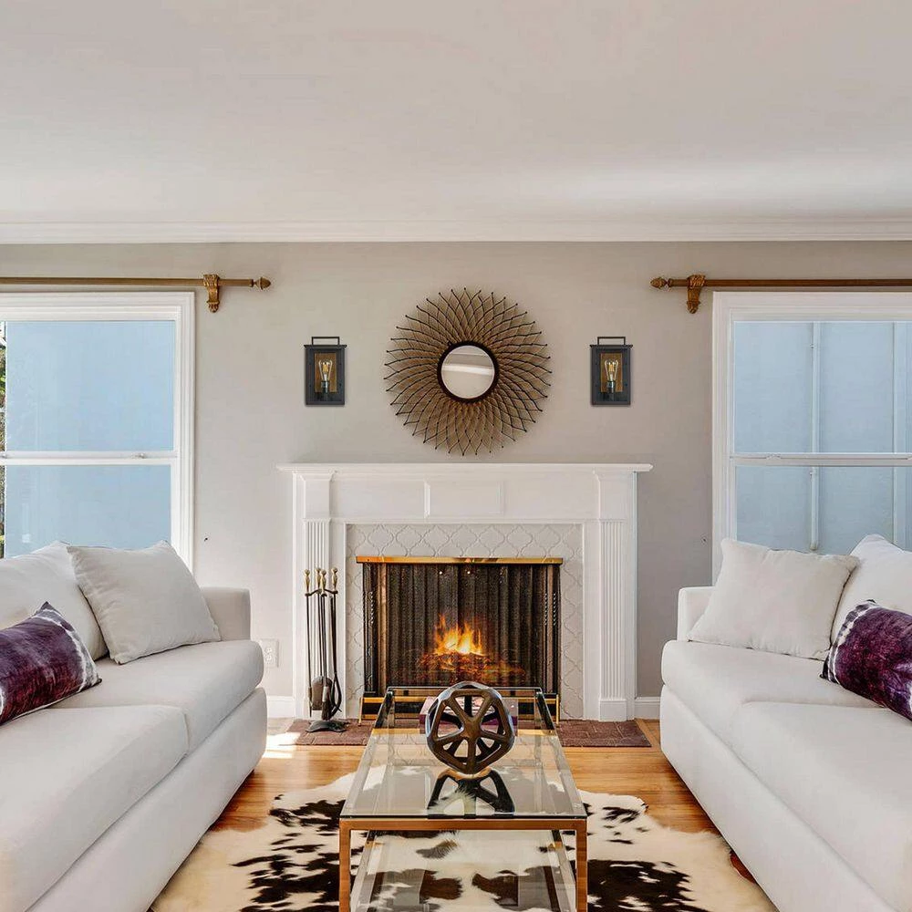 Modern 1-Light Rectangle Black Outdoor Sconce with Clear Glass Shade Exterior Painted Wood Outdoor Wall Light by SILJOY - Image 8