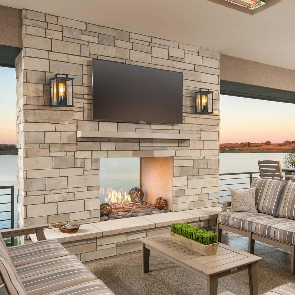 Modern 1-Light Rectangle Black Outdoor Sconce with Clear Glass Shade Exterior Painted Wood Outdoor Wall Light by SILJOY - Image 2