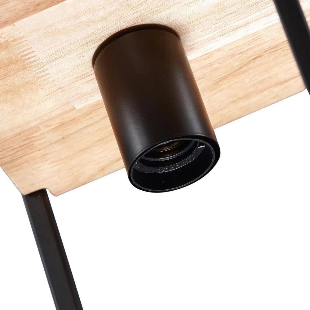 Black Farmhouse Kitchen Pendant Lighting Fixture 1-Light Rustic Wood Cage Island Hanging Mini Pendant Light by SILJOY - Image 4