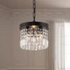 10 in. 3-Light Modern Black Chandelier Crystal Pendant Lighting by SILJOY