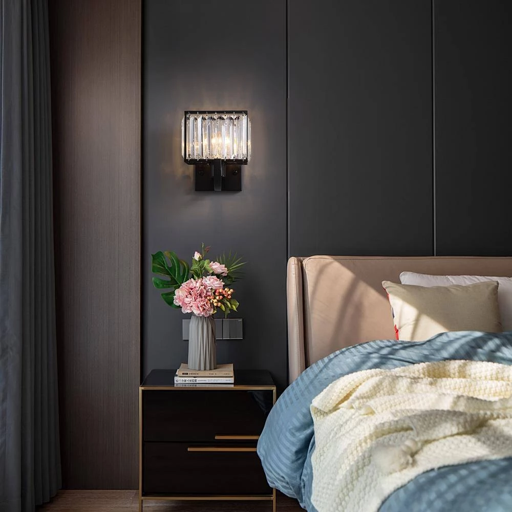 1-Light Black Crystal Wall Sconce by SILJOY - Image 6