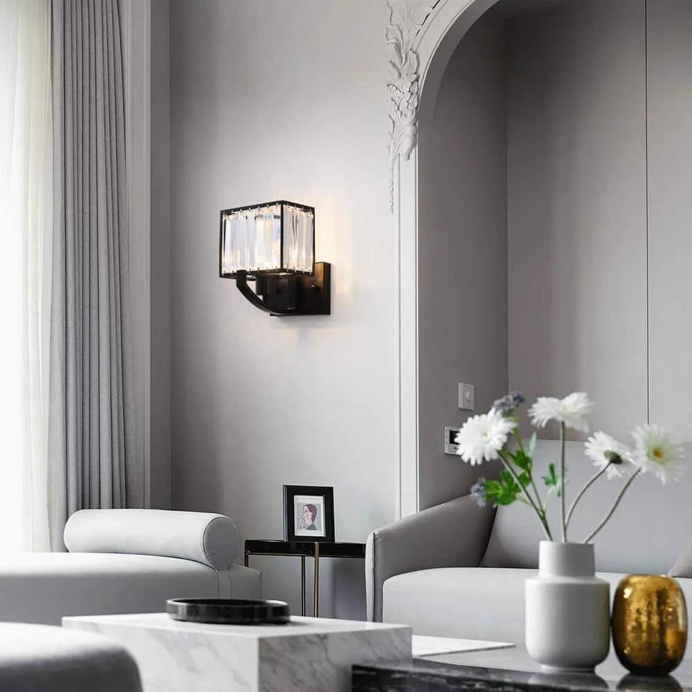 1-Light Black Crystal Wall Sconce by SILJOY - Image 3