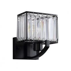 1-Light Black Crystal Wall Sconce by SILJOY