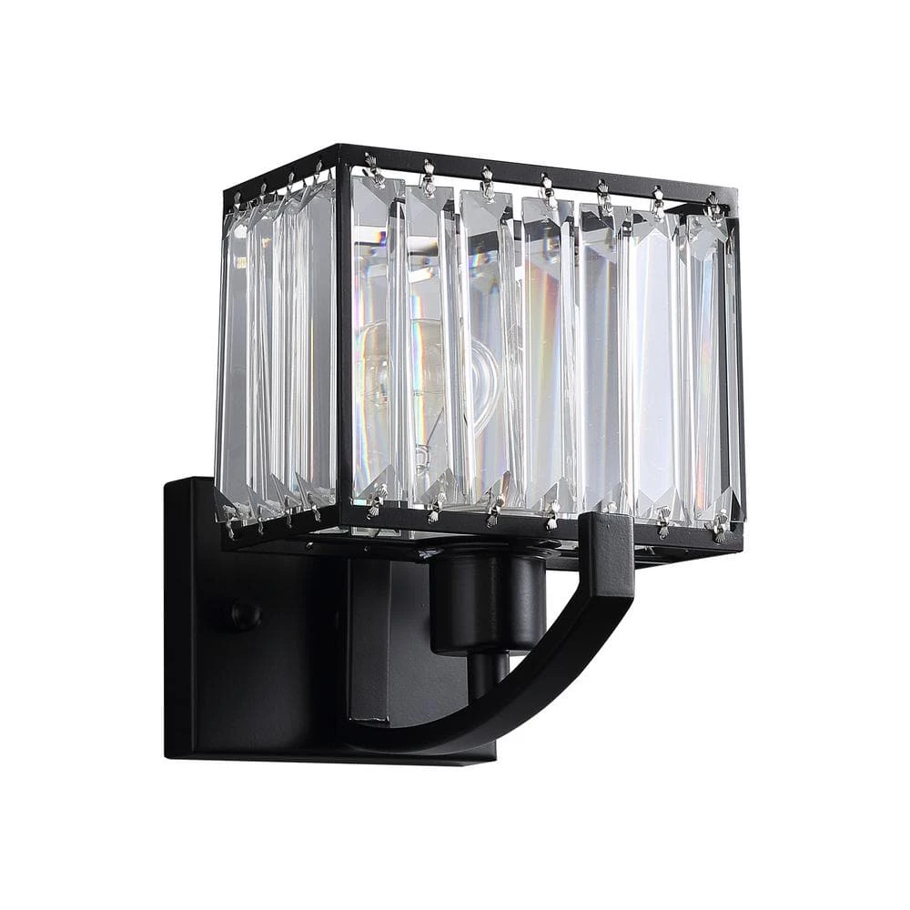 1-Light Black Crystal Wall Sconce by SILJOY