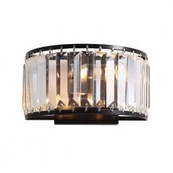 Modern Crystal 9.5-in W 2-Light Square Black Wall Sconce by SILJOY