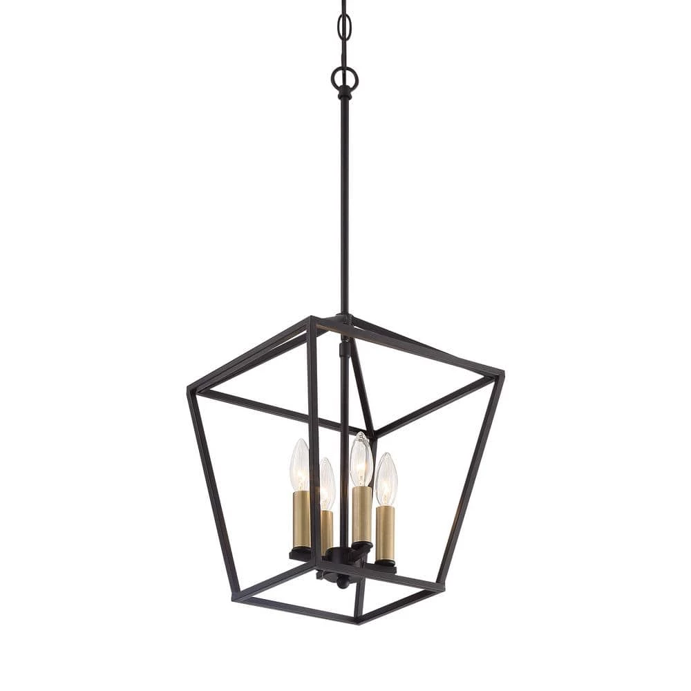 Farmhouse Vintage 4-Light Black Candle Style Geometric Pendant by Tatahance