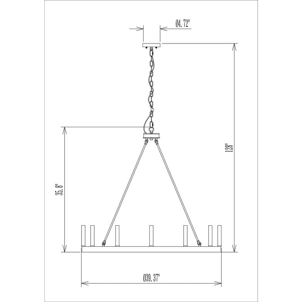 Farmhouse Vintage 12-Light Black Candle Style Octagonal Wagon Wheel Chandelier in Black by Tatahance - Image 3