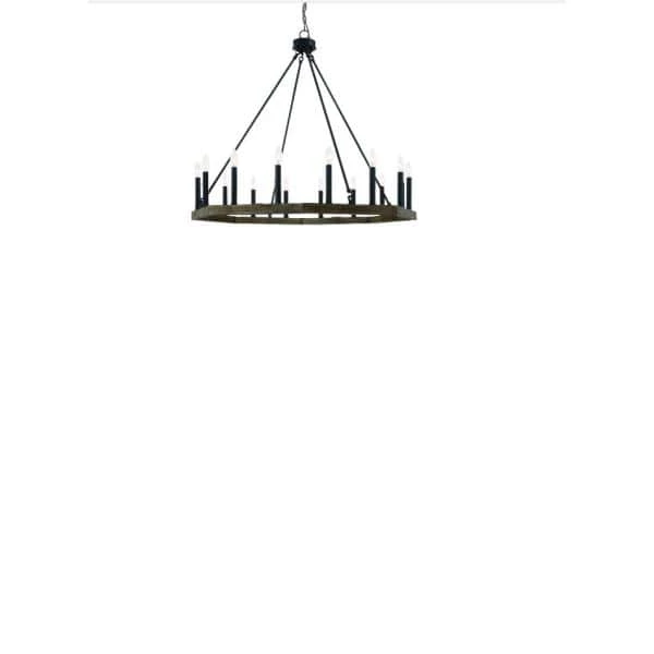 Farmhouse Vintage 16-Light Black Candle Style Octagonal Wagon Wheel Chandelier by Tatahance - Image 2