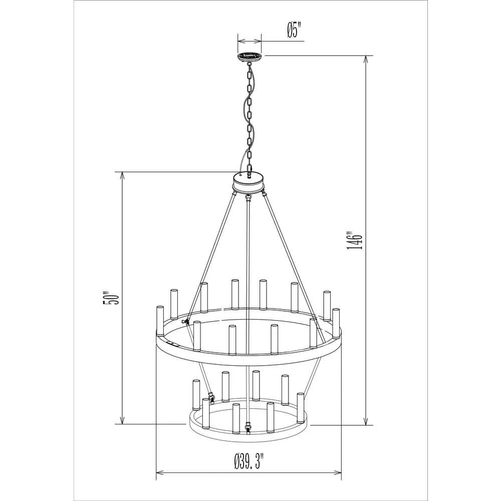 Farmhouse Vintage 20-Light Gold Candle Style Octagonal Wagon Wheel Chandelier in Black by Tatahance - Image 3