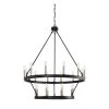 Farmhouse Vintage 20-Light Gold Candle Style Octagonal Wagon Wheel Chandelier in Black by Tatahance