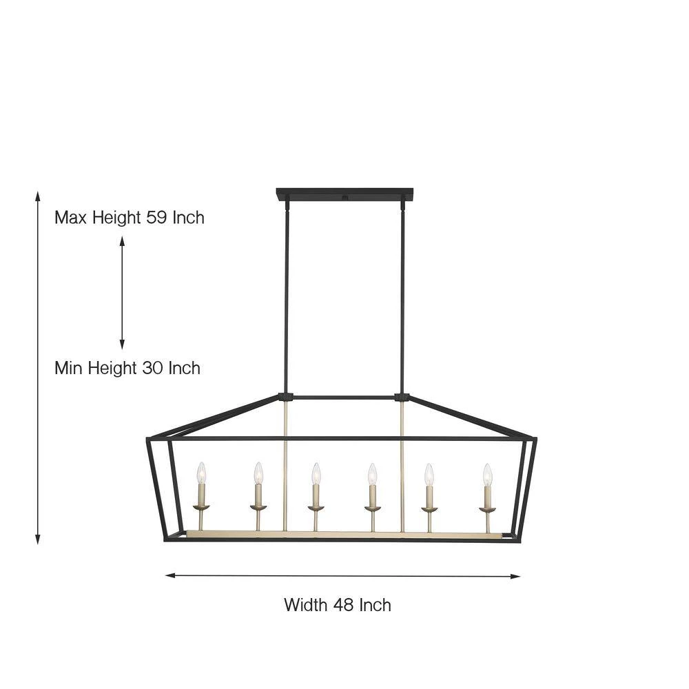 6-Light Candle Style Geometric Pendant in Black by Tatahance - Image 4