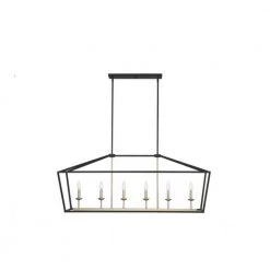 6-Light Candle Style Geometric Pendant in Black by Tatahance