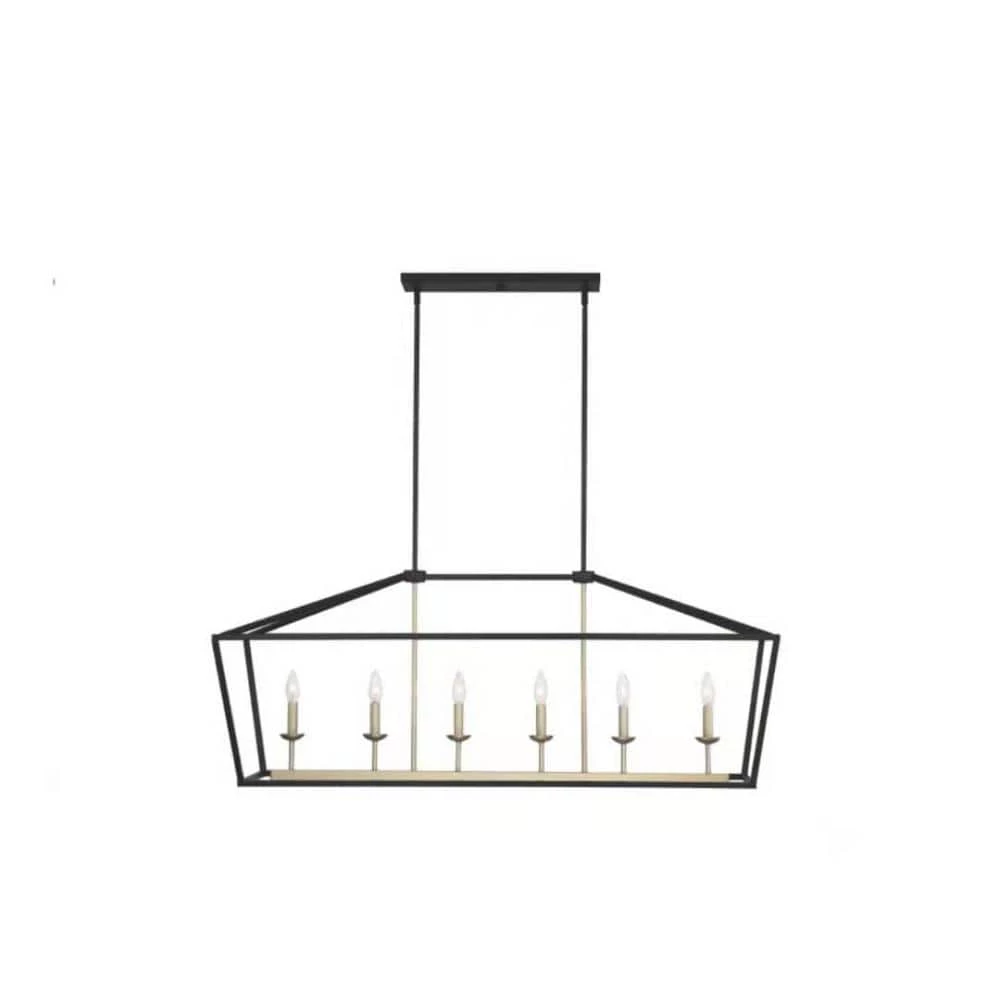 6-Light Candle Style Geometric Pendant in Black by Tatahance