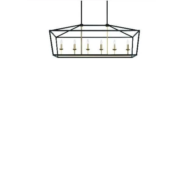 6-Light Candle Style Geometric Pendant in Black by Tatahance - Image 2