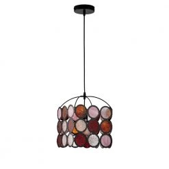 1-Light Black Pendant Light with Glass Shade by Tatahance