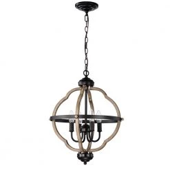 4-Light Black Globe Chandelier by Tatahance