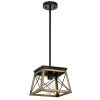 1-light Antique wood Cage Pendant by Tatahance