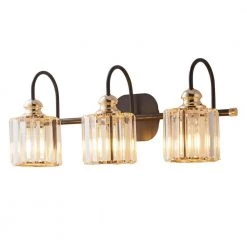 23 in. 3-Light Black Vanity Light with Crystal Glass Shades by Tatahance