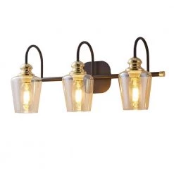 22.25 in. 3 Light Black Vanity Light with Clear Glass Shades by Tatahance