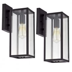 5 in. W 1-Light Black Sconce with Clear Glass Shade (Set of 2) by Tatahance