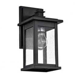6 in. W 1-Light Black Wall Sconce with Seeded Glass Shade by Tatahance