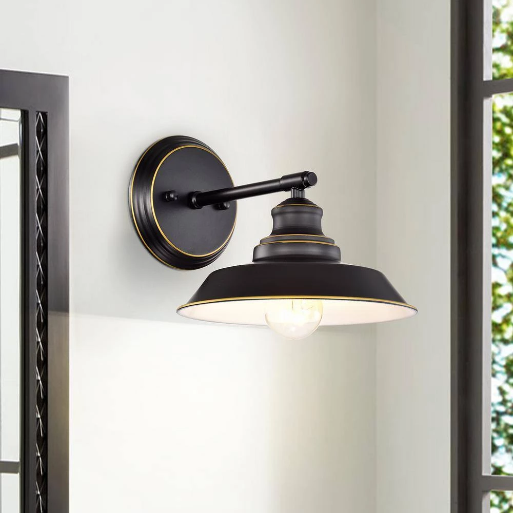 8.75 in. W 1-Light Black Vanity Light with Metal Shade by Tatahance - Image 5