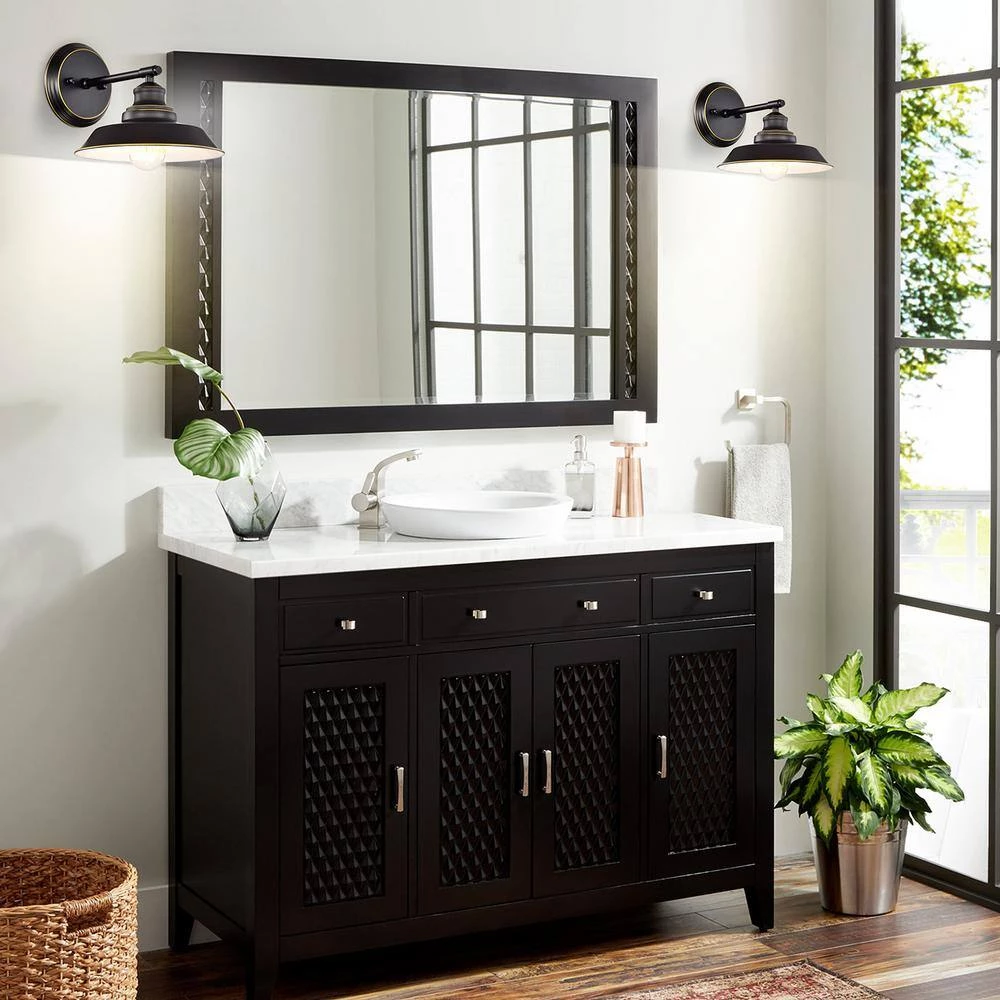 8.75 in. W 1-Light Black Vanity Light with Metal Shade by Tatahance - Image 4