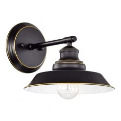8.75 in. W 1-Light Black Vanity Light with Metal Shade by Tatahance