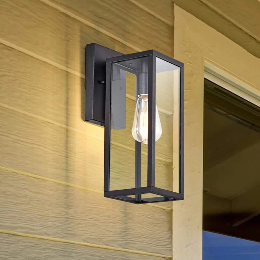 5 in. W 1-Light Black Sconce with Seeded Glass Shade by Tatahance - Image 4