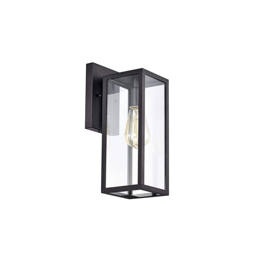 5 in. W 1-Light Black Sconce with Seeded Glass Shade by Tatahance