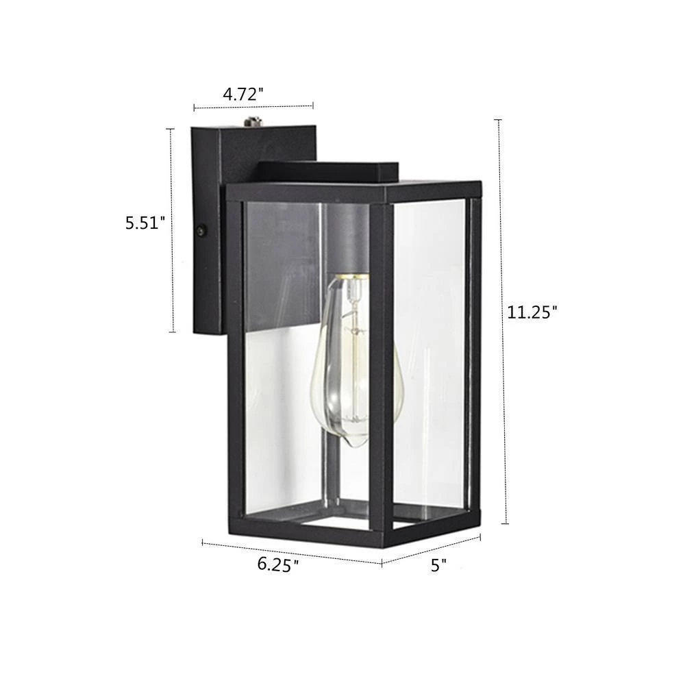 5 in. W 1-Light Black Sconce with Clear Glass Shade and Dusk to Dawn Sensor by Tatahance - Image 7