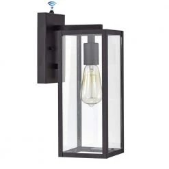 5 in. W 1-Light Outdoor Black Wall Sconce with Dusk to Dawn Sensor and Clear Glass by Tatahance