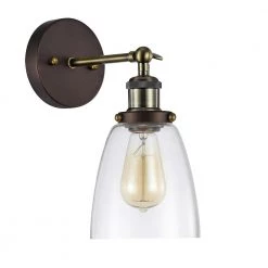 4.75 in. W 1-Light Brass Sconce Armed Wall Light with Clear Glass Shades by Tatahance