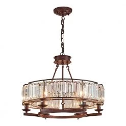 26 in. 6-Light Bronze Chandelier Modern Contemporary Crystal Chandelier Pendant by SILJOY