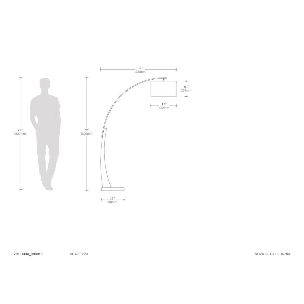 Plimpton 72 in. Brushed Nickel Arc Lamp by NOVA of California - Image 7