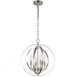 4-Light Brushed Nickel Globe Chandelier by Tatahance