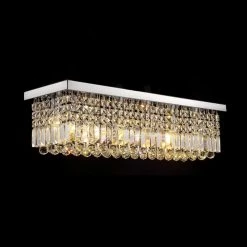6-Light Chrome Modern Crystal Chandelier Rectangular Flush Mount by SILJOY