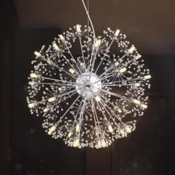 Modern Chrome Sputnik Crystal Chandelier 40-Light Dining Room Island Pendant Light Fixture by SILJOY