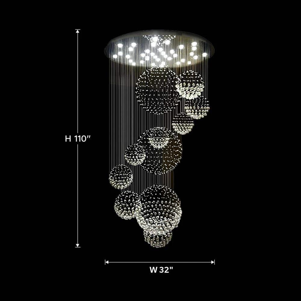 13-Light Modern Chandelier Polished Chrome Foyer Entryway Pendant Lighting by SILJOY - Image 2