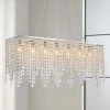Shire 32 in. Chrome Crystal Modern Chandelier, 7-Light Kitchen Island Chandelier, Linear Dining Room Pendant Lighting by SILJOY