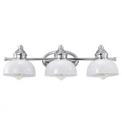 8.97 in.W 3-Light Chrome Vanity Light with White Shade by Tatahance